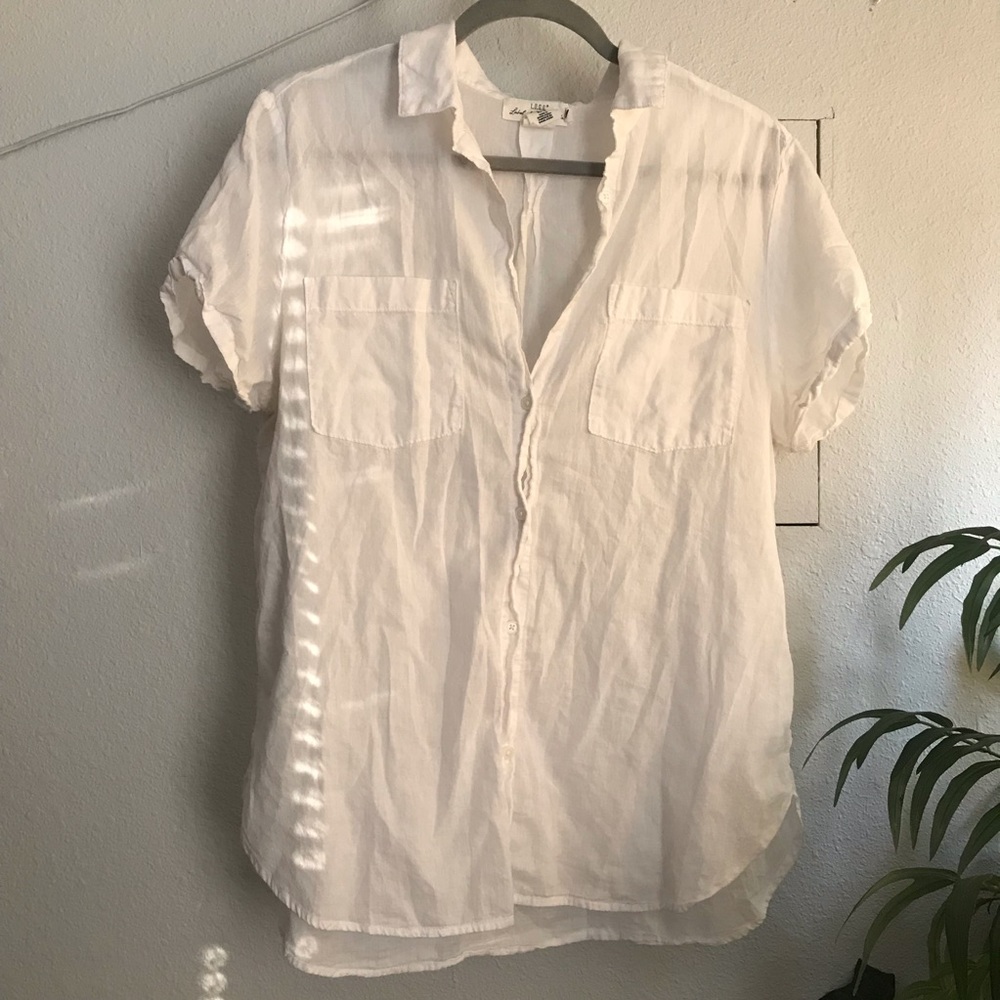 H&M White Short Sleeve Button Up